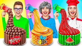 Me vs Grandma Cooking Challenge  Cake Decorating Tasty Challenge by YUMMY JELLY