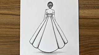 Girl from back side drawing  Easy drawings step by step  How to draw a girl  Drawing for girls
