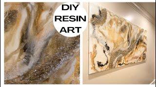 Huge 24x48” Geode Resin Wall Art Using CHEAP Craft Store Top Coat