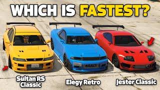 GTA 5 ONLINE - SULTAN RS CLASSIC VS JESTER CLASSIC VS ELEGY RETRO WHICH IS FASTEST?