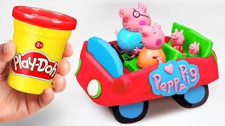 Create Play Doh Car for Peppa Pig Family  Learn Colors  Preschool Toddler Toy Learning Video