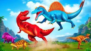 Epic Battle of Giant Red TREX vs Spinosaurus  Dinosaurs Fights  Jurassic World Wars 2024