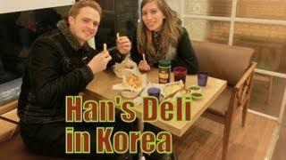 Eating Korean Fusion Food Hans Deli Pasta Chicken Fingers Fries & Garlic Bread in Yongin Korea