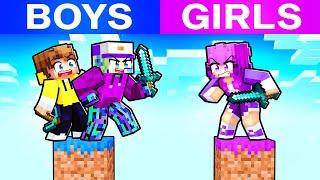 Boys vs Girls on One Block in Minecraft