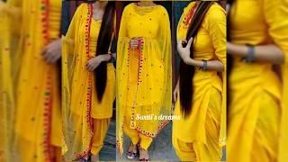 Latest yellow trendy dress for haldi ceremony suit ides for haldi function traditional dresses