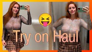 Try on Haul Transparent Clothes  Dressing room tryon