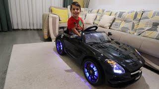 Akülü Araba Siyah Mercedes Benz SLS AMG AçtıkKurdukBindikÇok Eğlendik Black car for kids