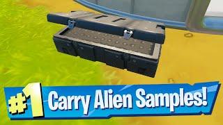 Carry an Alien Sample from a Satellite Stations Dish to an entrance at Corny Complex - Fortnite