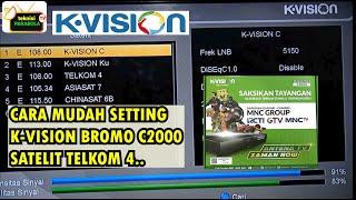 Pengaturan k vision bromo c2000 satelit telkom 4 parabola jaring solid