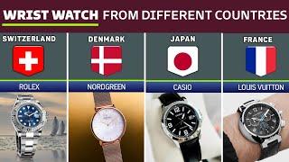 Famous wrist watches from different countries  Rolex - Hublot - Casio - Alexandre Christie