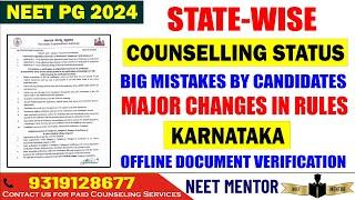 NEET PG 2024 ll State Wise Counseling Updates ll Karnataka Document Verification ll Rules Changes