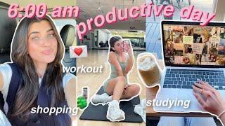 6AM productive day in my life 2022 *workout studying & deep cleaning *