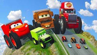 Epic Battle Big & Small Lightning McQueen vs Small Pixar Cars in BeamNG Drive