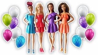 Dresses skirts t-shirts and many clothes for Barbie made with balloons. No sew