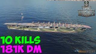 World of WarShips  Hosho  10 KILLS  181K Damage -  Replay Gameplay 4K 60 fps