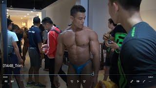 Indonesia bodybuilder binaraga backstage prepare tanning