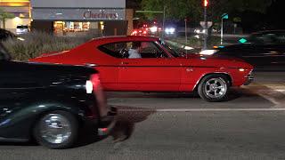  Cammed 454 Big Block Chevy 1968 Chevelle Malibu SS Exhaust Cutouts Leaving Muscle Car Show 4K