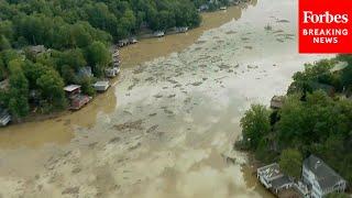 Aerial Footage Captures The Devastation Wrought By Hurricane Helene On Asheville North Carolina