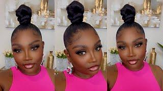 TOP KNOT BUN WITH BRAIDING HAIR  NO HEAT PROTECTIVE STYLE  WATCH ME WORK  Imani Tierra