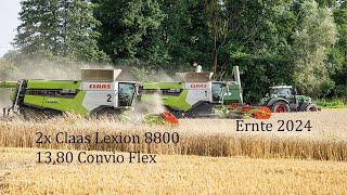 2x Claas Lexion 8800 + Convio Flex 1380 m  Ernte 2024  Mecklenburg Vorpommern