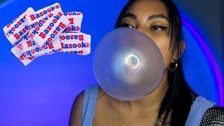 ASMR Chewing Bazooka Gum Satisfying Mouth Sounds Blowing Bubbles