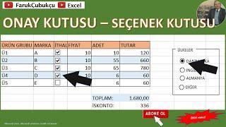 EXCEL ONAY KUTUSU - SEÇENEK KUTUSU