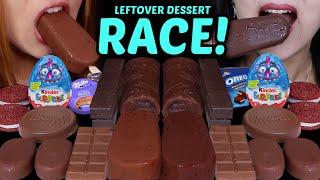 ASMR LEFTOVER DESSERT RACE TICO ICE CREAM KINDER JOY EGGS MILKA OREO CHOCOLATE CAKES JELLY 먹방