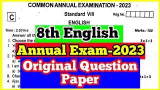 8th English Original Question Paper Annual Exam 2023