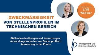 Webinar Zweckmäßigkeit von Stellenprofilen im technischen Bereich