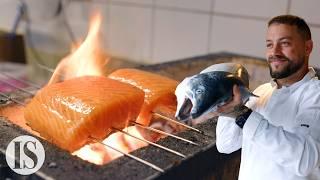 Cooking a whole salmon in a Norwegian Michelin restaurant with Andrea Selvaggini - Savage*