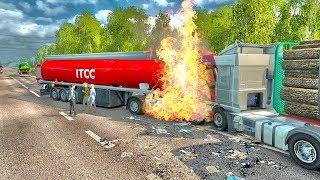 БЕНЗОВОЗ ПОПАЛ В ДТП И ЗАГОРЕЛСЯ - Euro Truck Simulator 2