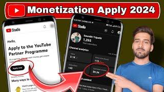 Youtube channel monetization kaise kare 2024  how to apply for youtube monetization