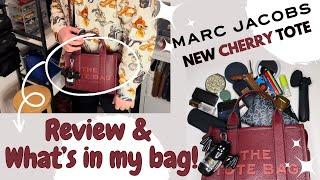NEW Cherry Marc Jacobs Tote Bag Review & Whats in my tote bag  daily handbag essentials