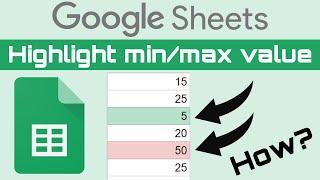 Google sheets how to highlight the Highest or Lowest value in a column conditional formatting