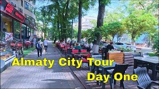 kazakhstan almaty city summer 2023 walking tour 4K. Hotel kazakhstan.