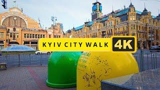 UKRAINE Experiencing the Heart of Kyiv City on Foot. Walking Tour 4K