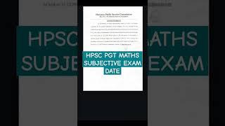 HPSC PGT MATHS Subject Knowledge Test Exam Date and Admit Card Notice #maths #pgt #hpsc #haryana