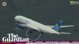 Moment tyre falls from United Airlines flight mid-air