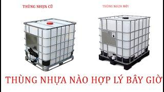 Thùng tank nhựa trắng 1000 lít vuông bọc thép cũ đã sử dụng