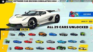 All 29 CARS Unlocked  In  Extreme Car Driving Simulator 2024 in Just 4 Minutes