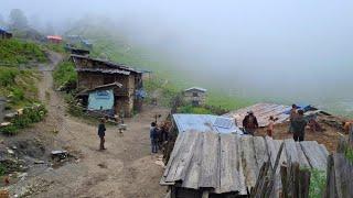 Nepali Mountain Village Life in Nepal  Most Peaceful And Relaxing Village Life in the Rainy Day 