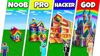 Minecraft Battle NOOB vs PRO vs HACKER vs GOD RAINBOW SPECTRITE HOUSE BUILD CHALLENGE  Animation