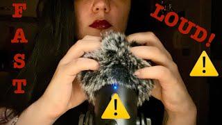 ASMR  FAST AGGRESSIVE MIC FLUFFY COVER SCRATCHING RUBBING GRIPPING Intense loudsome mouth sounds