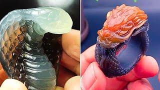 AMAZING GEMSTONE SCULPTURES ART - JADE  AGATE  AMBER p50