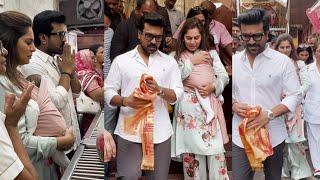 Ram Charan Upasana and Klin Kaara seek blessings at Mahalaxmi temple  TFPC