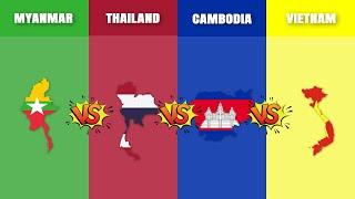 Myanmar vs Thailand vs Cambodia vs  Vietnam  Country Comparison  Data Around The World