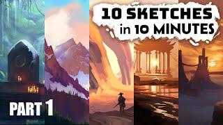 10 Sketches In 10 Minutes  Digital Speed Paint Timelapse  Concept Art