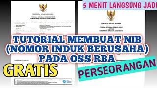 Tutorial Membuat NIB Nomor Induk Berusaha pada OSS RBA untuk Usaha PERSEORANGAN