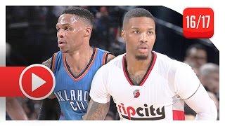 Damian Lillard vs Russell Westbrook PG Duel Highlights 2017.03.02 Blazers vs Thunder - SICK