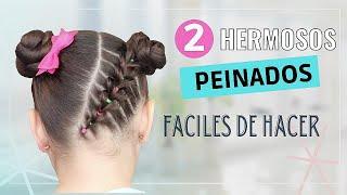 2 Hermosos Peinados para niñas con Elasticos  Peinados Faciles y Rapidos de Hacer